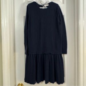 Cyrillus Paris Girl Navy Blue Long Sleeve Low Waisted Sweater Dress